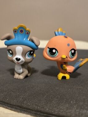 Littlest Pet Shop Gray Boxer And Peacock Bundle